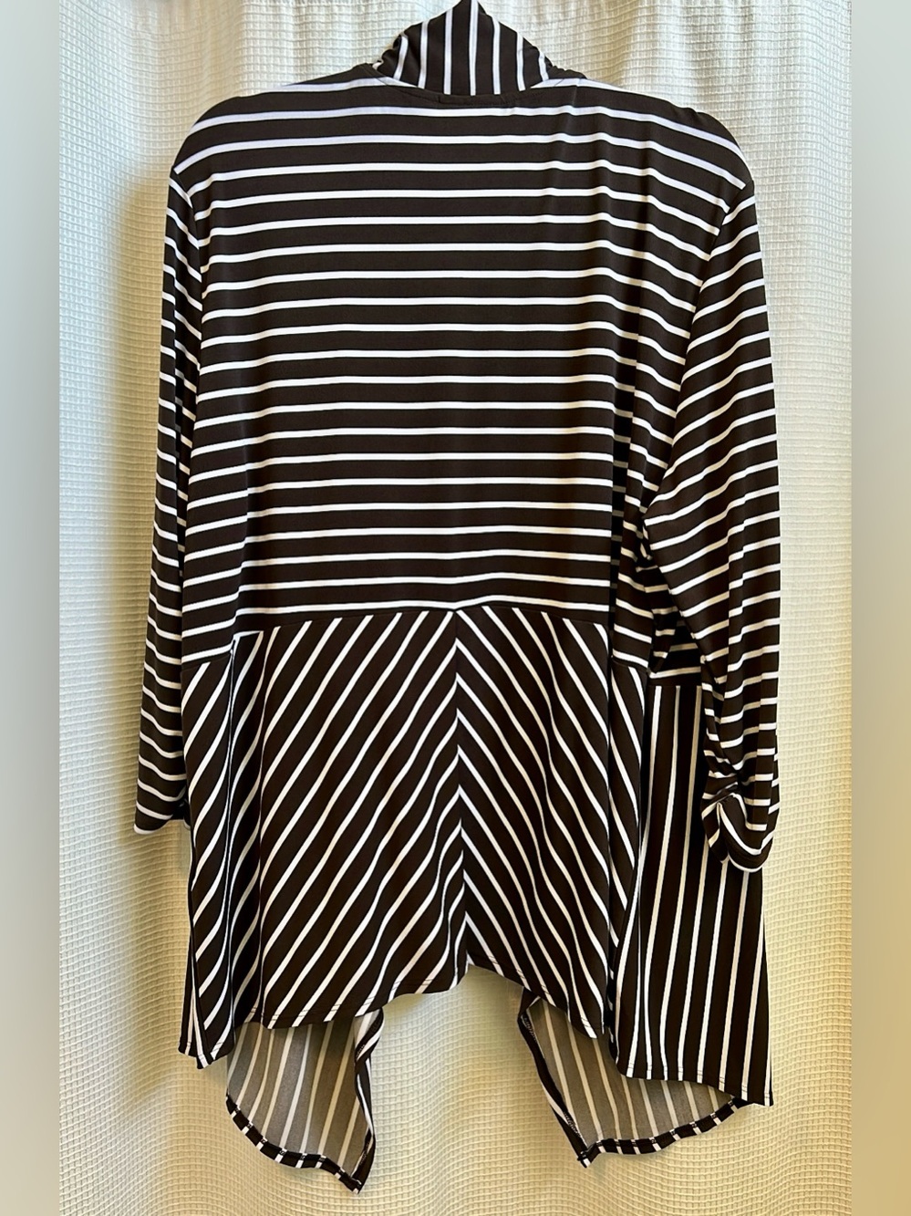 Chico's Brown and White Striped Open-Front Jacket Sz4 - Picture 3 of 6